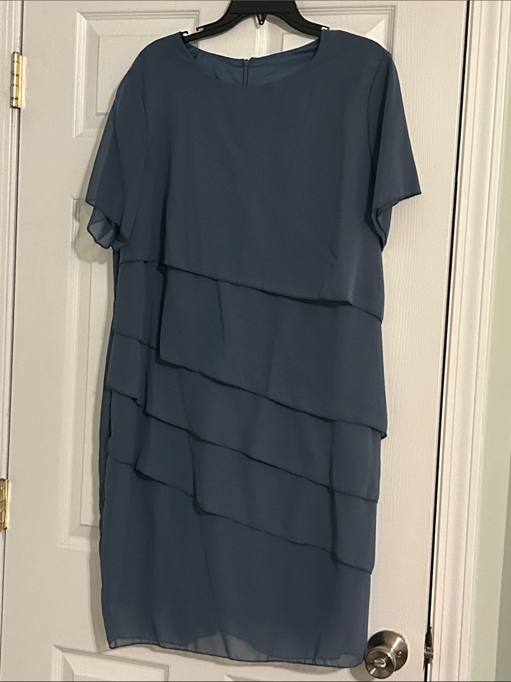 Women's Slate Blue Layered Chiffon Dress